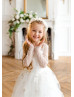 Long Sleeves Ivory Lovely Flower Girl Dress